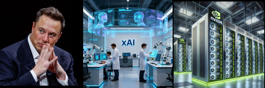 Elon Musk ki AI company xAI aur NVIDIA ke beech 20 billion dollar funding deal ko dikhata visual