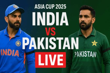 India vs Pakistan Asia Cup 2025 match at Dubai International Stadium, players in action, Team India wearing black armbands