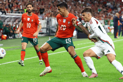 हंगरी बनाम पुर्तगाल 2025 फीफा विश्व कप क्वालीफायर मैच – पुर्तगाल के खिलाड़ियों ने गोल जश्न मनाते हुए