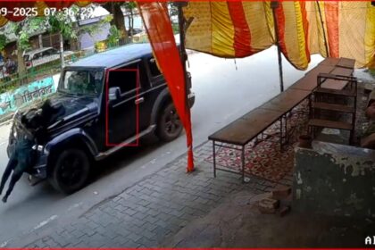 CCTV footage shows a speeding Thar car hitting a woman walking on the road in Lohia Nagar, Ghaziabad. Victim injured and hospitalized, police investigation ongoing