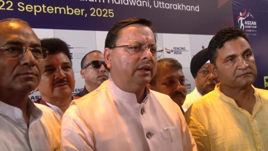CM Pushkar Singh Dhami addressing the media after Asian Cadet Cup India-2025 in Haldwani, Uttarakhand