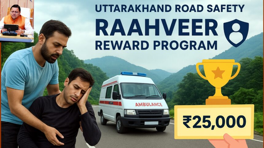 Raahveer helping an accident victim reach the hospital in Uttarakhand