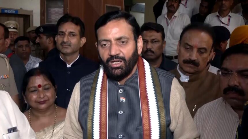 Haryana CM Nayab Singh Saini launching Kshatipurti portal for farmers