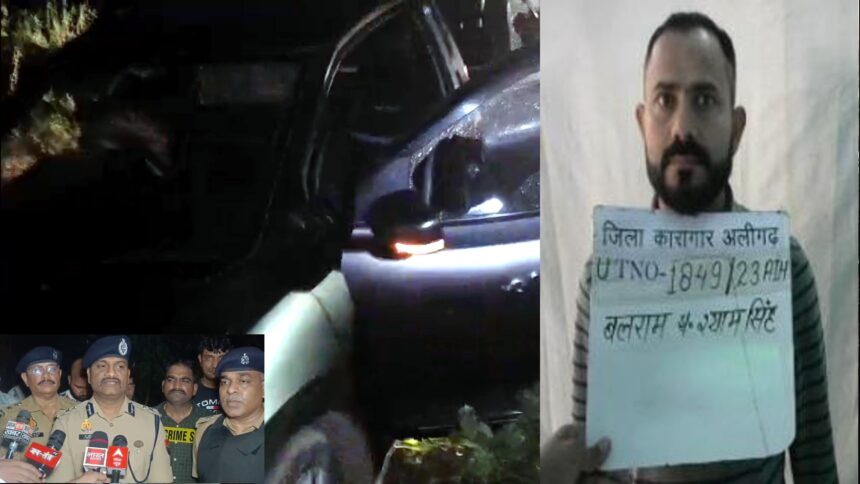 गाजियाबाद क्राइम ब्रांच और स्वाट टीम ने एनकाउंटर में 50 हजार का इनामी बदमाश बलराम ठाकुर को ढेर किया। पुलिस अधिकारी कार्रवाई करते हुए।