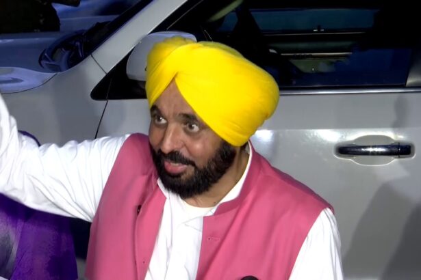 "Flooded village in Punjab with submerged houses and roads during 2025 disaster"