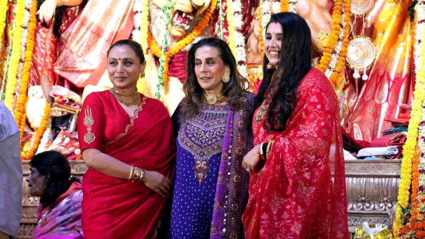 Mumbai: Nyraa Banerjee, Rupali Ganuly and Rani Mukherji at 79th North Bombay Sarbojanin Durga Puja