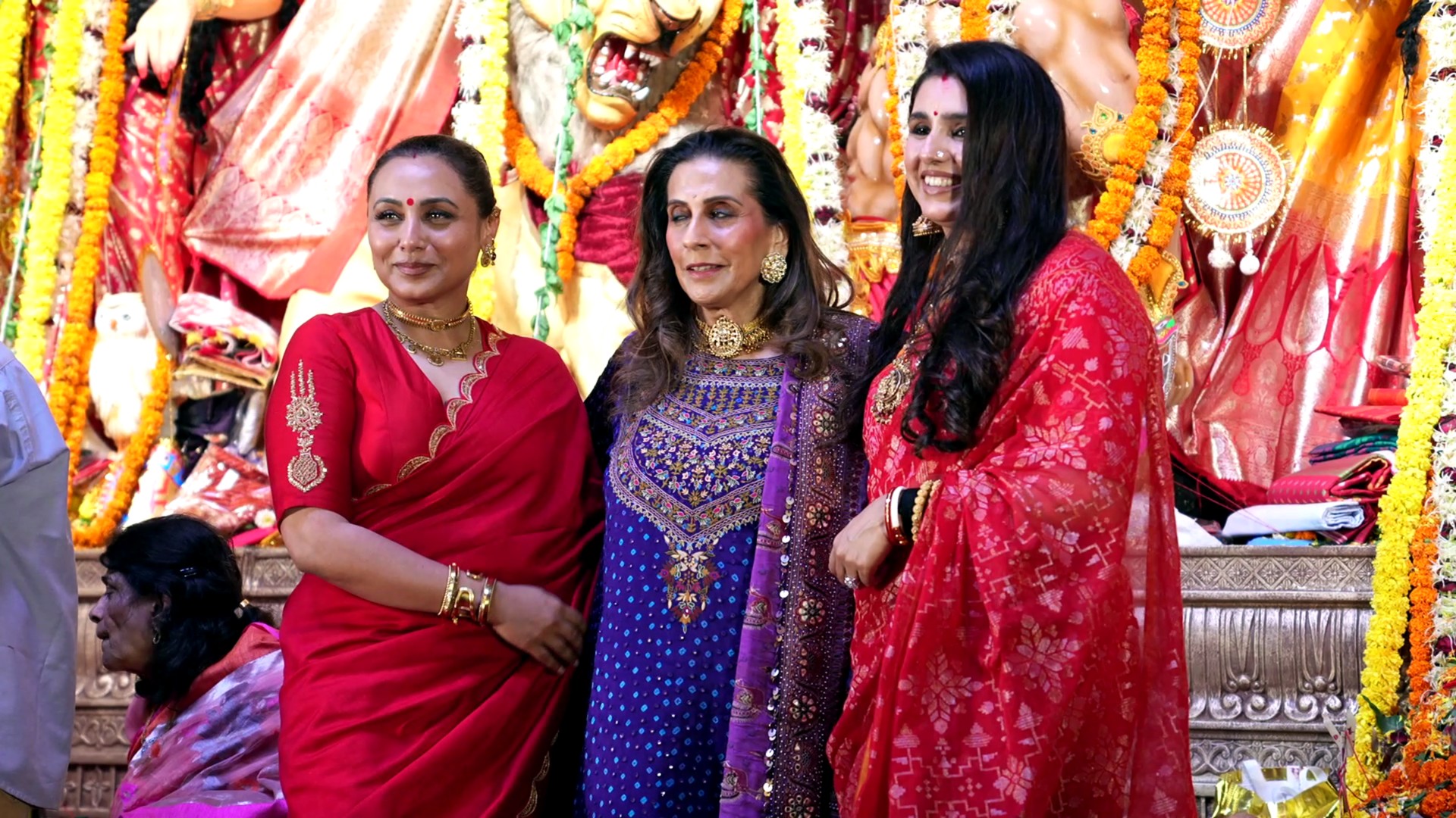 Mumbai: Nyraa Banerjee, Rupali Ganuly and Rani Mukherji at 79th North Bombay Sarbojanin Durga Puja