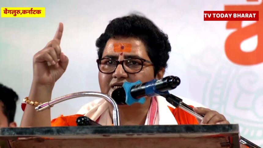 Sadhvi Pragya Singh Thakur participating in Ganesh idol immersion and Shobha Yatra at Vijayanagar, Bengaluru