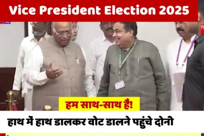 Vice President Election 2025: Nitin Gadkari and Mallikarjun Kharge holding hands while casting vote in Parliament, viral photo