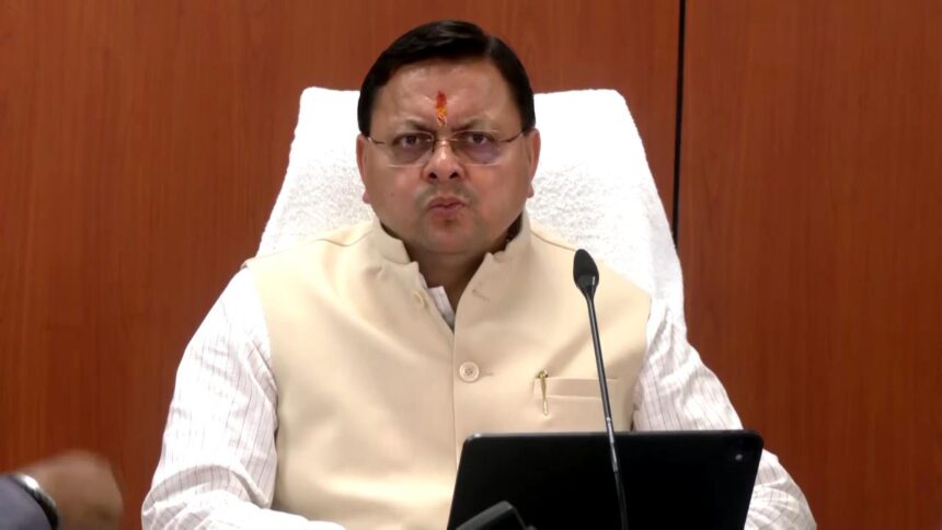 Uttarakhand CM Pushkar Singh Dhami chairing review meeting in Dehradun