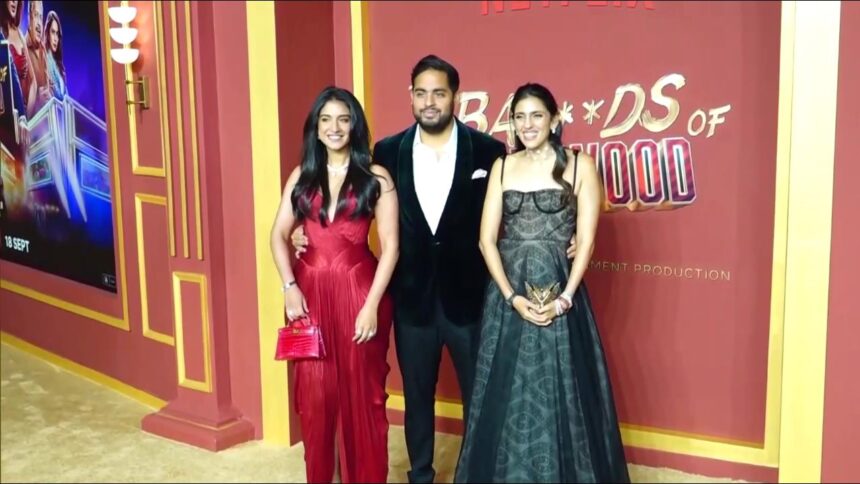 Radhika Ambani red dress look at The Bads Of Bollywood premiere