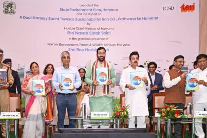 Chief Minister Naib Singh Saini launching Haryana State Environment Scheme in Panchkula with officials and ministers present