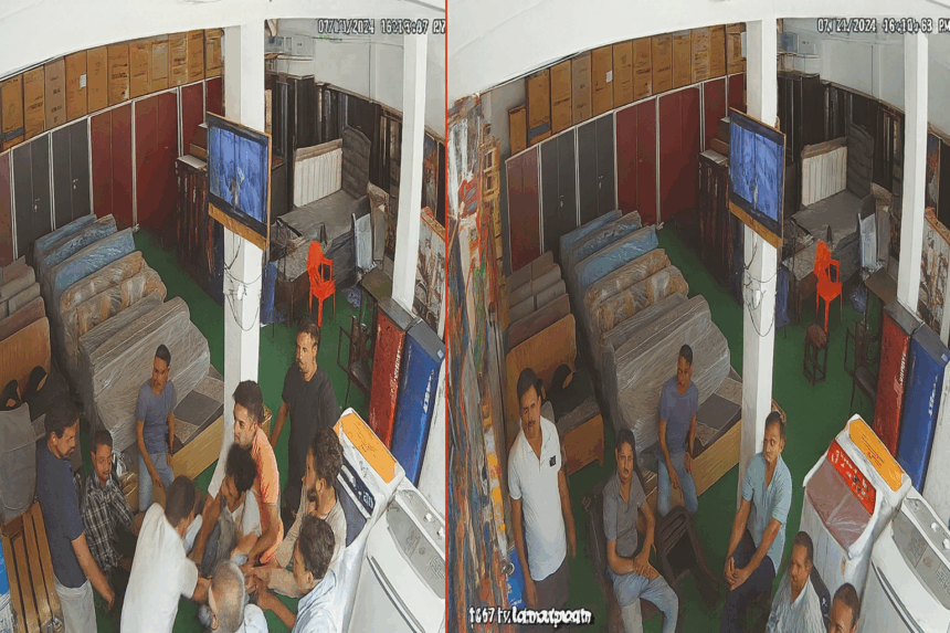 CCTV footage shows goons brutally assaulting a furniture shop owner in Kannauj after police failed to act on his complaint.