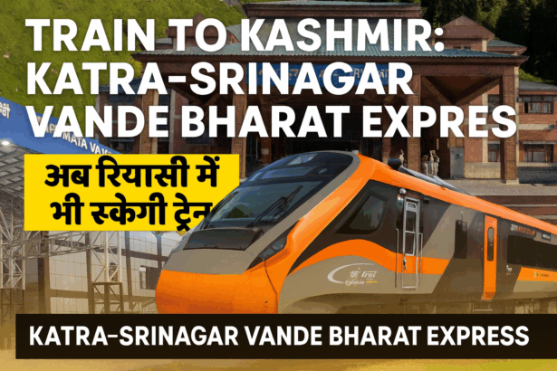 Vande Bharat Express on Jammu–Kashmir route with Reasi Railway Station background – Indian Railways new stoppage October 2025