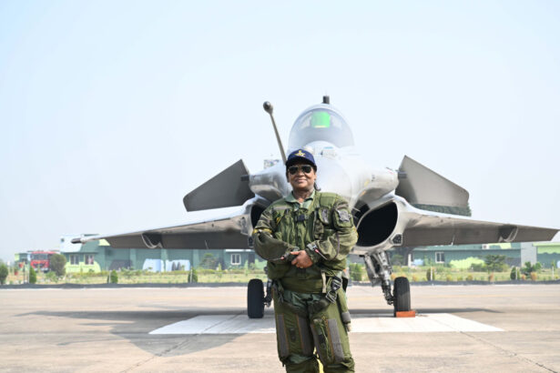 President Droupadi Murmu before taking Rafale sortie at Ambala Air Force Station