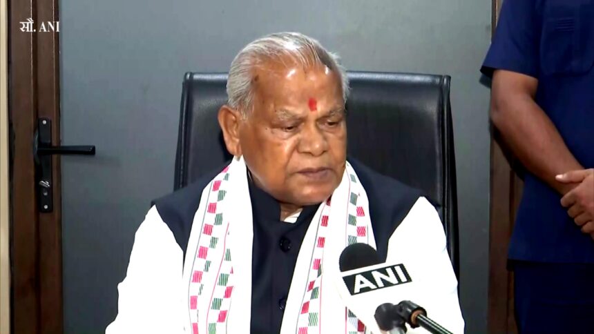Jitan Ram Manjhi addressing the media about his political rights