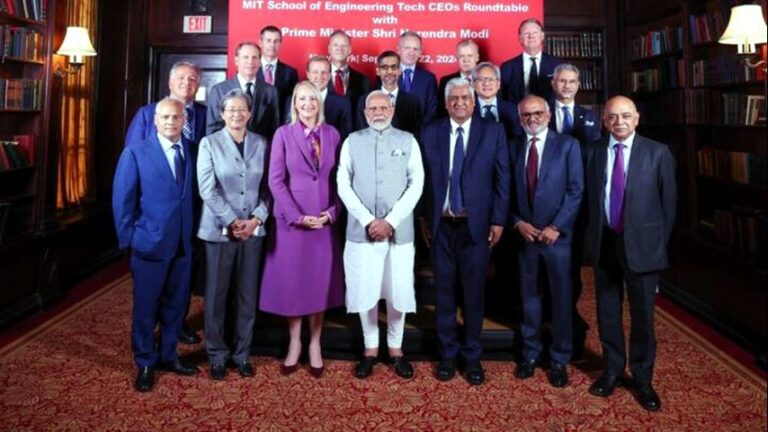 Prime Minister Narendra Modi meeting Qualcomm CEO Cristiano R. Amon at his residence in New Delhi to discuss collaboration on Artificial Intelligence, semiconductor development, and future technology partnerships between India and Qualcomm