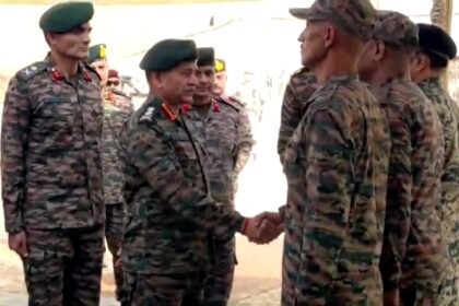 Chief of Army Staff General Upendra Dwivedi addressing army personnel at India-Pakistan border in Anupgarh, Rajasthan