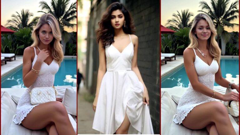Woman wearing a white dress with nude bra for invisible look