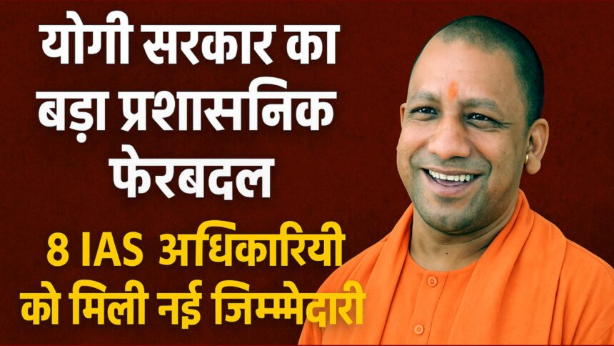 योगी सरकार के प्रशासनिक फेरबदल में IAS अधिकारियों को नई जिम्मेदारी मिलती हुई : PHOTO: AI