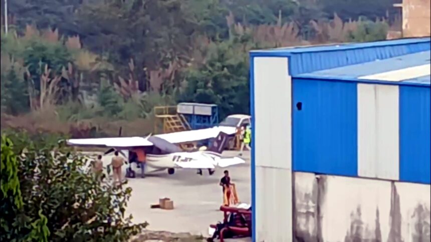 Delhi cloud seeding aircraft spraying silver iodide over city skies to reduce pollution