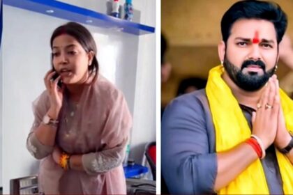 Pawan Singh speaking at a press conference about personal and political issues