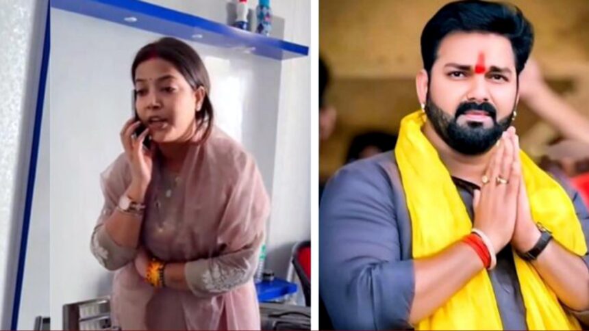 Pawan Singh speaking at a press conference about personal and political issues