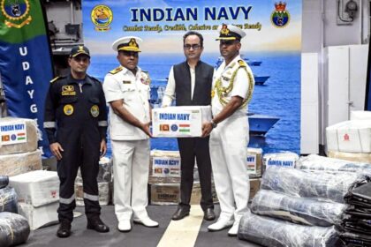 Indian Air Force C-130J delivering 12 tonnes of humanitarian relief supplies to Colombo under Operation Sagar Bandhu after Cyclone Ditwah