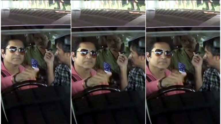 Sachin Tendulkar arriving at Nagpur Airport with family during a personal visit, greeted by fans and receiving warm welcome."
