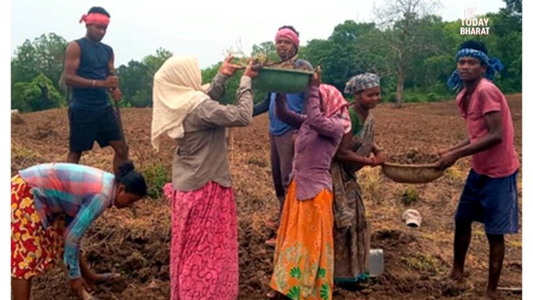 MGNREGA worker completing e-KYC verification through NMMS app for fast and accurate job card authentication.