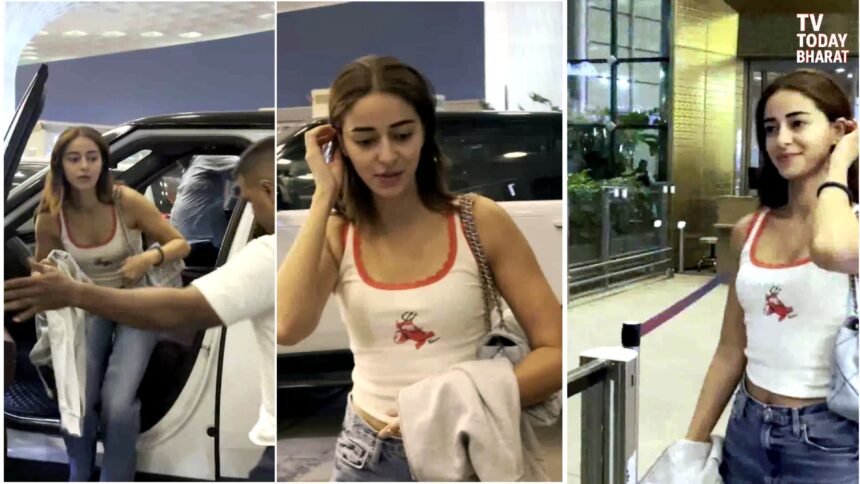 Ananya Panday in glamorous pastel outfit during ‘Tu Meri Main Tera’ promotion, smiling and posing for media — TV Today Bharat