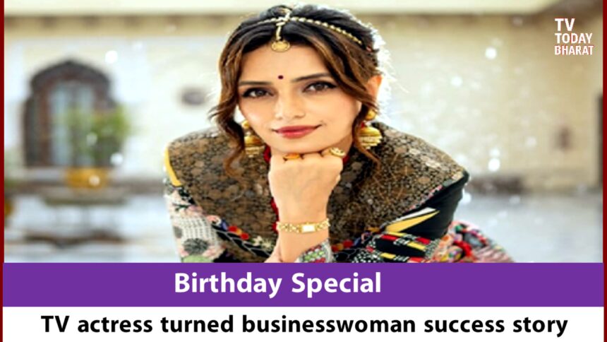 TV actress turned businesswoman posing confidently on her birthday, symbolizing success and empowerment