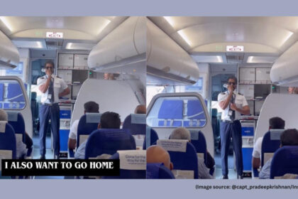 IndiGo pilot Pradeep Krishnan addressing passengers with an emotional apology during flight delay