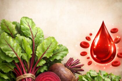 Fresh beetroot leaves rich in iron and antioxidants, helpful for body detox and improving hemoglobin levels