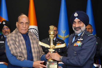 Rajnath Singh addressing Air Force Commanders’ Conclave in New Delhi highlighting Indian Air Force’s role in Operation Sindoor