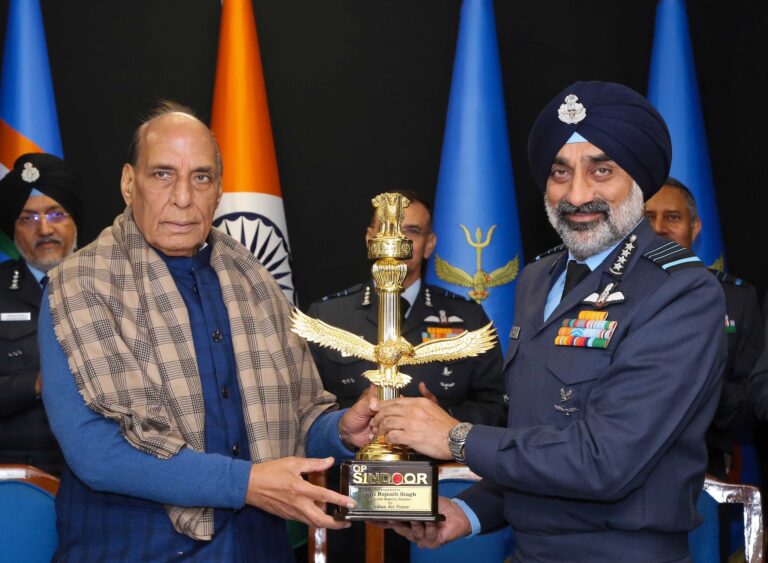 Rajnath Singh addressing Air Force Commanders’ Conclave in New Delhi highlighting Indian Air Force’s role in Operation Sindoor
