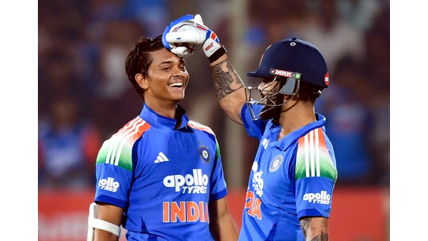 Yashasvi Jaiswal batting for Mumbai against Goa in a Vijay Hazare Trophy domestic one-day match in India