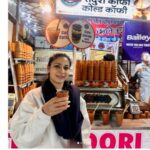 Tanisha Mukerjee enjoying kulhad tea in winter, showcasing desi glamour street style look