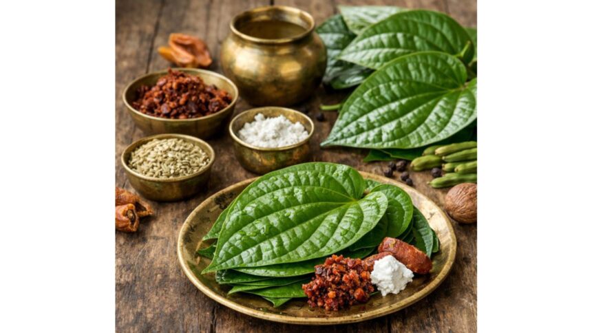 Fresh green betel leaf (paan leaf) showing natural medicinal properties that help protect from infections and improve digestion