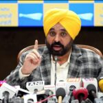 Punjab Chief Minister Bhagwant Mann addressing a press conference on SGPC and Akali Dal controversy related to missing Guru Granth Sahib swaroops.