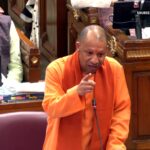 UP Assembly session where CM Yogi Adityanath addresses the House and makes a remark on LoP Mata Prasad Pandey with Shivpal Yadav seated nearby