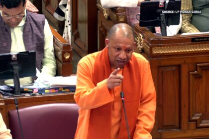 UP Assembly session where CM Yogi Adityanath addresses the House and makes a remark on LoP Mata Prasad Pandey with Shivpal Yadav seated nearby