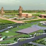 Rashtriya Prerna Sthal Lucknow illuminated with laser lights and fountains ahead of Prime Minister Narendra Modi’s inauguration ceremony on December 25.