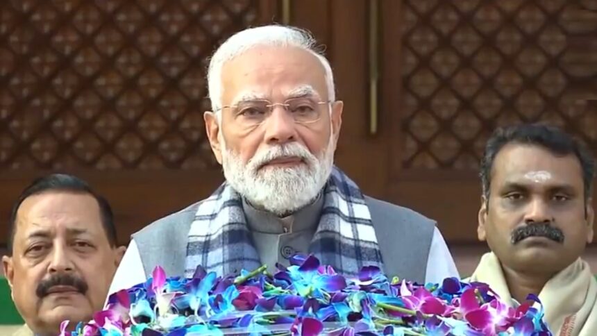 PM Narendra Modi addressing Parliament during Winter Session in Delhi