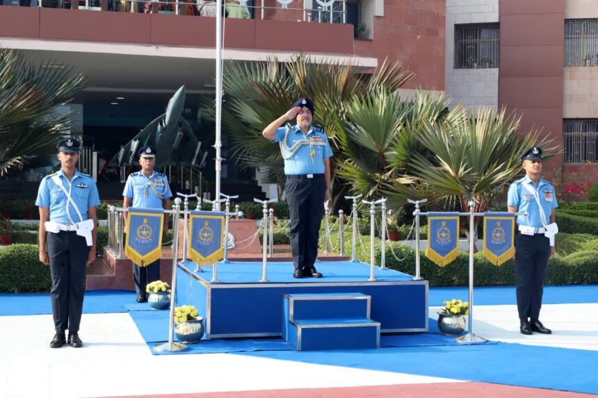 Air Marshal Tejinder Singh taking charge as AOC-in-C of South Western Air Command of the Indian Air Force and paying tribute to martyrs at the war memorial