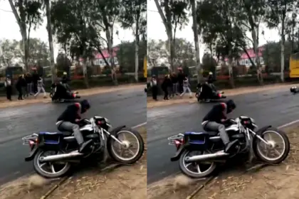 Road Accident Caught on Camera, Shocking Bike Crash