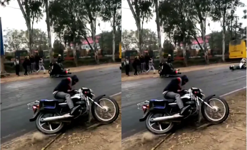 Road Accident Caught on Camera, Shocking Bike Crash