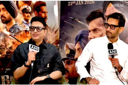 Border 2 film poster featuring Sunny Deol in Indian Army uniform with a war backdrop symbolizing patriotism and sacrifice