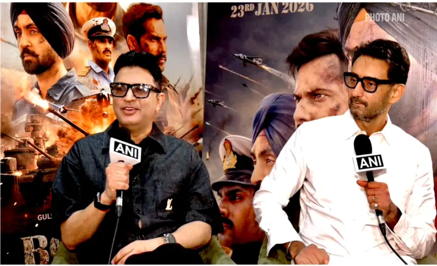 Border 2 film poster featuring Sunny Deol in Indian Army uniform with a war backdrop symbolizing patriotism and sacrifice