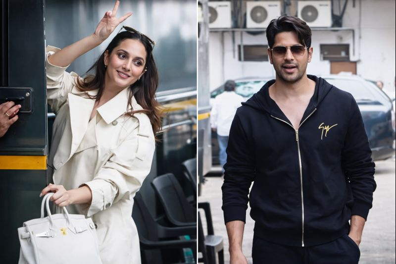 Kiara Advani off-white maxi dress me Sidharth Malhotra ke saath Mumbai me shoot ke dauran spotted